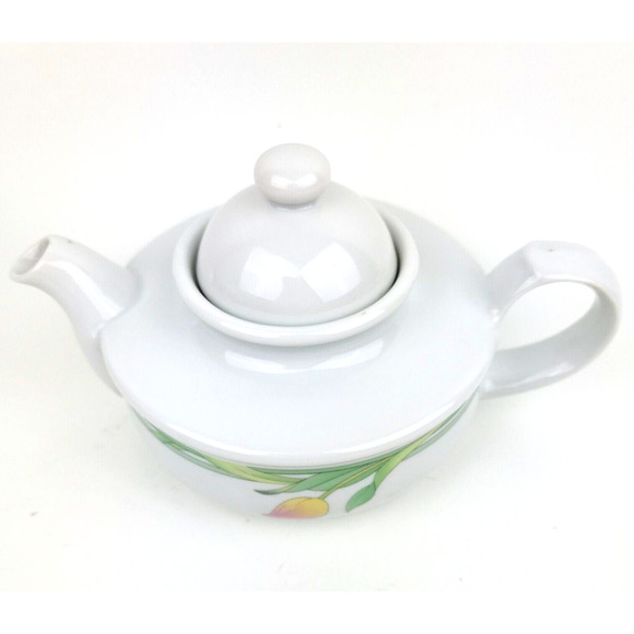 Vintage The Tuscany Collection Tulip Printed Short Round Teapot Made Japan 13oz - Picture 10 of 10